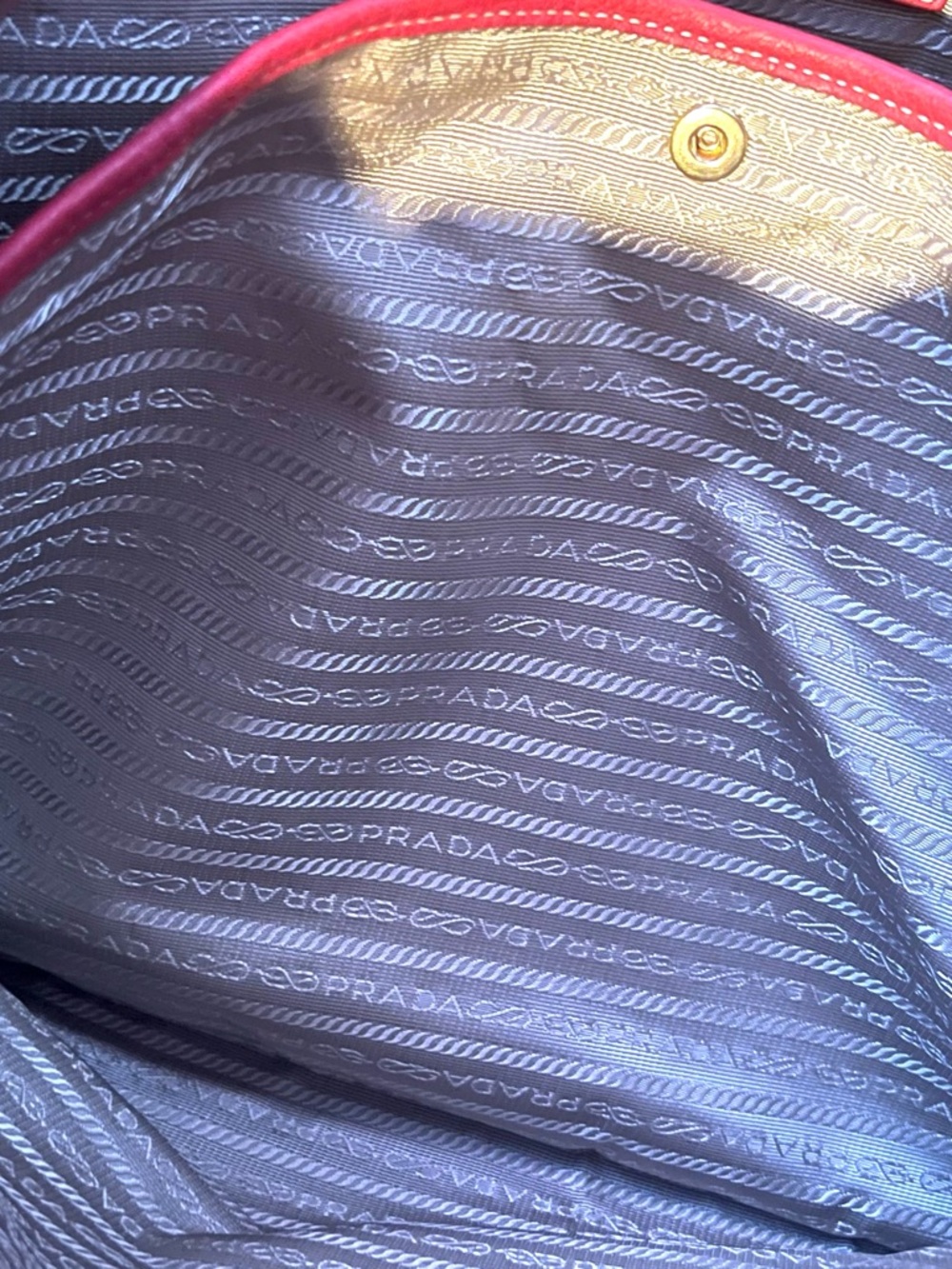 Prada Red Pebbled Leather Tote with Gold Hardware - Picture 10 of 16